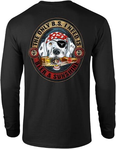 SEA DOG The Only B.S. I Need is Beer and Sunshine Long Sleeve T-Shirt, 100% Ringspun Cotton, Relaxed Fit, Printed in USA in Saudi Arabia