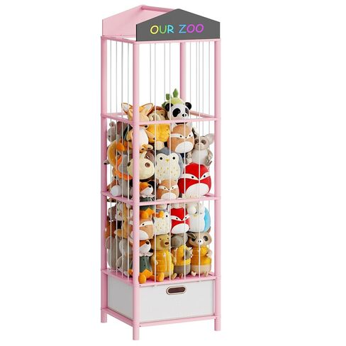 HOOBRO Stuffed Animal Storage & Organizer, Bamboo Stuffed Animal Holder with Fabric Drawer and DIY Chalkboard, Plush Toy Organizer for Playroom, Living Room, Nursery, Natural and Beige YL66CW01 in Saudi Arabia