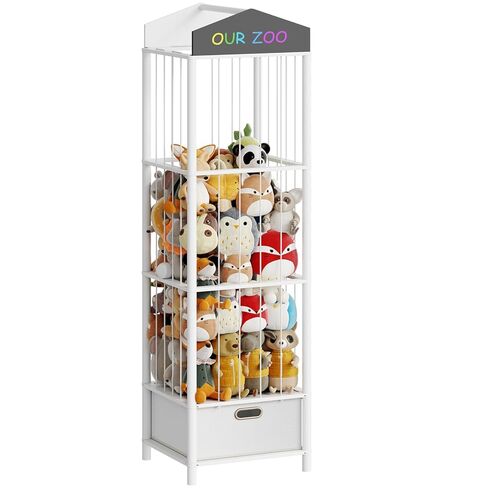 HOOBRO Stuffed Animal Storage & Organizer, Bamboo Stuffed Animal Holder with Fabric Drawer and DIY Chalkboard, Plush Toy Organizer for Playroom, Living Room, Nursery, Natural and Beige YL66CW01 in Saudi Arabia