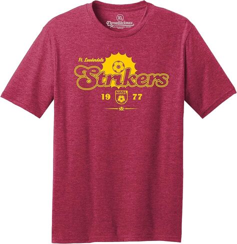 Throwbackmax Fort Lauderdale Strikers 1977 NASL Soccer Classic Cut, Short Sleeve Red Heather Tee Shirt in Saudi Arabia