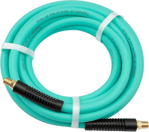 FEVONE 3/8'' x 50 ft Air Hose for Compressor, 2-Year Warranty 1/4'' MNPT Brass Fittings, 300PSI, Hybrid Polymer Pneumatic Air Tool Hose, Blue in Saudi Arabia
