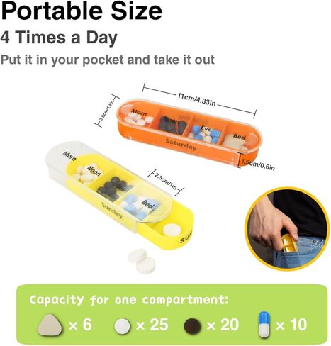 منظم حبوب منع الحمل الأسبوعي لمدة يوم واحد 4 مرات، حاويات فيتامينات موزع حبوب الدواء القابلة للتكديس لمدة 7 أيام (قوس قزح) in Kuwait