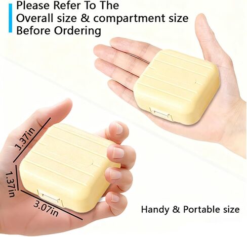 Portable Mini Pill Box Double Sealed Medicine Pill Organizer 7 Days a Week Snap Compartment Pill Boxes,Yellow in Saudi Arabia