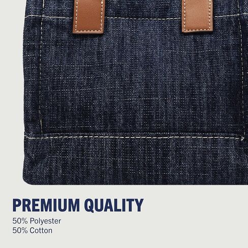 حقيبة يد صغيرة على شكل حدوة حصان من True Religion، شعار مطرز، حزام قابل للتعديل، أجزاء صلبة فضية، قماش دينم داكن in Saudi Arabia