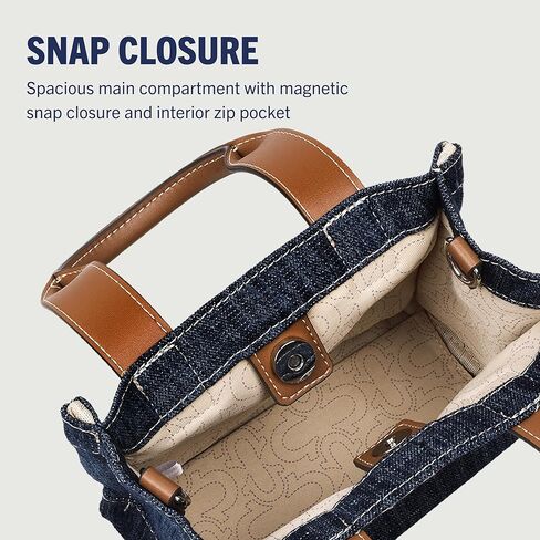 حقيبة يد صغيرة على شكل حدوة حصان من True Religion، شعار مطرز، حزام قابل للتعديل، أجزاء صلبة فضية، قماش دينم داكن in Saudi Arabia