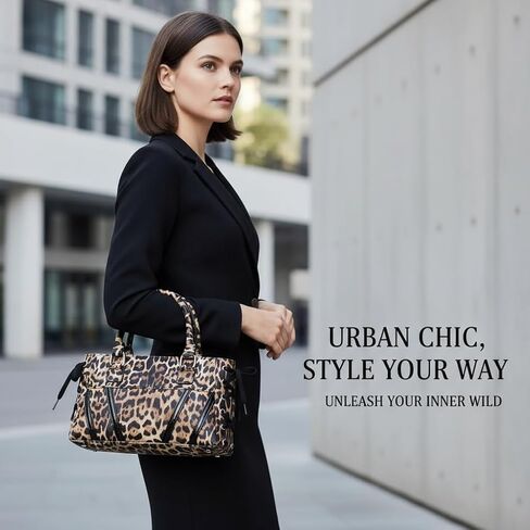 Stylish Leopard Print Handbag with Crisscross Lace-Up Detail,Tote Bag with Dual Top Handles for Women in Saudi Arabia