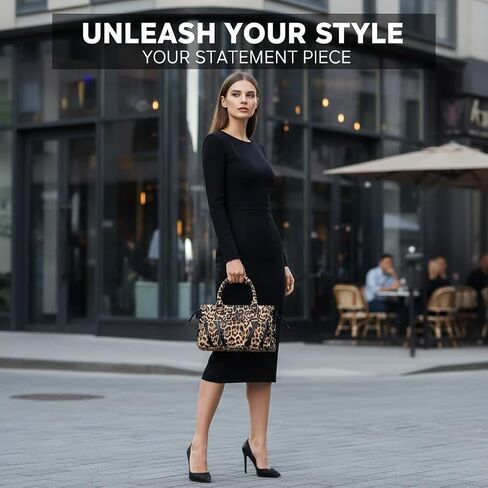 Stylish Leopard Print Handbag with Crisscross Lace-Up Detail,Tote Bag with Dual Top Handles for Women in Saudi Arabia