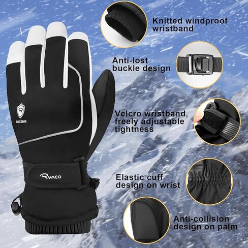 Ryaco Ski Gloves Warm Windproof Waterproof Snow Gloves for Men&Women, with Touchscreen Thermal Lining for Cold Winter Weather Anti-Slip, for Work Cycling Motorcycle Snowboarding Parent Child Outdoor in Saudi Arabia
