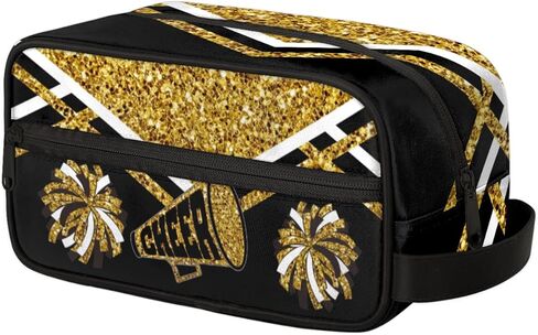 KFNHN Cheerleader Makeup Bag with Name, Cheerleading Pom-poms Travel Cosmetic Bag for Women, Friends, Mother's Day, Bridesmaid, Bride, Wedding, Graduation, Red Glittering wit Royal Blue in Saudi Arabia