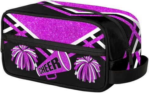 KFNHN Cheerleader Makeup Bag with Name, Cheerleading Pom-poms Travel Cosmetic Bag for Women, Friends, Mother's Day, Bridesmaid, Bride, Wedding, Graduation, Red Glittering wit Royal Blue in Saudi Arabia