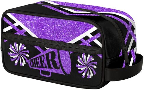 KFNHN Cheerleader Makeup Bag with Name, Cheerleading Pom-poms Travel Cosmetic Bag for Women, Friends, Mother's Day, Bridesmaid, Bride, Wedding, Graduation, Red Glittering wit Royal Blue in Saudi Arabia