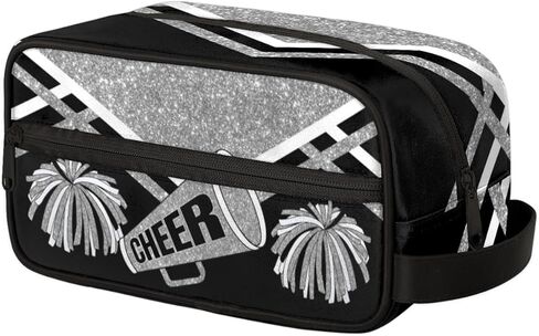 KFNHN Cheerleader Makeup Bag with Name, Cheerleading Pom-poms Travel Cosmetic Bag for Women, Friends, Mother's Day, Bridesmaid, Bride, Wedding, Graduation, Red Glittering wit Royal Blue in Saudi Arabia