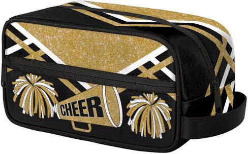 KFNHN Cheerleader Makeup Bag with Name, Cheerleading Pom-poms Travel Cosmetic Bag for Women, Friends, Mother's Day, Bridesmaid, Bride, Wedding, Graduation, Red Glittering wit Royal Blue in Saudi Arabia