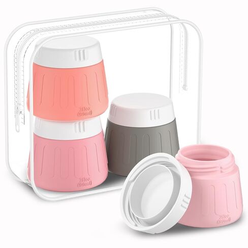 Gemice 3 oz Travel Containers for Toiletries, 4-Pack TSA Approved Travel Size Toiletries Containers for On-the-Go, Small Leak-Proof Travel Essentials Silicone Jar for Shampoo, Lotions, Cleanser in Saudi Arabia