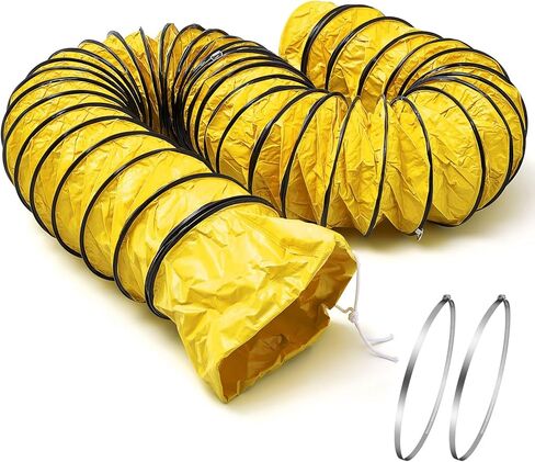 Pangda 1 Pack Buck Hosse PVC Hose Ducting Hose 12 Inch HVAC Hosping Duct -Duct -Duct مع مروحة خرطوم قابلة للتعديل من الفولاذ المقاوم للصدأ (16 قدمًا) in Kuwait