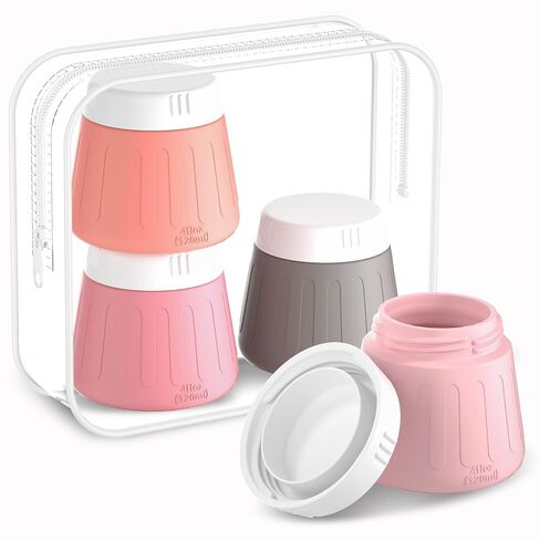 Gemice 3 oz Travel Containers for Toiletries, 4-Pack TSA Approved Travel Size Toiletries Containers for On-the-Go, Small Leak-Proof Travel Essentials Silicone Jar for Shampoo, Lotions, Cleanser in Saudi Arabia