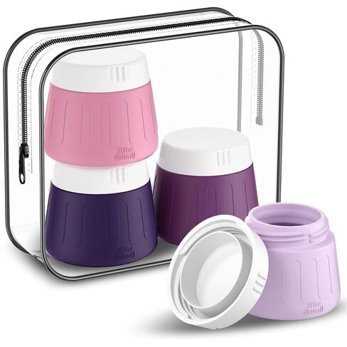 Gemice 3 oz Travel Containers for Toiletries, 4-Pack TSA Approved Travel Size Toiletries Containers for On-the-Go, Small Leak-Proof Travel Essentials Silicone Jar for Shampoo, Lotions, Cleanser in Saudi Arabia