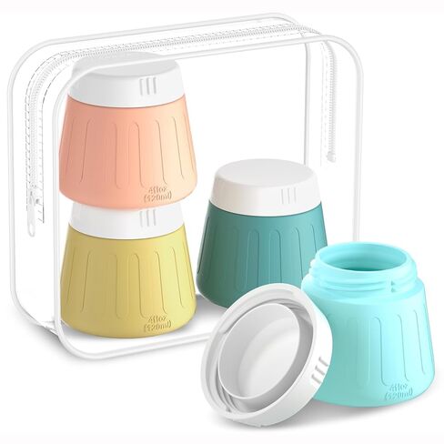 Gemice 3 oz Travel Containers for Toiletries, 4-Pack TSA Approved Travel Size Toiletries Containers for On-the-Go, Small Leak-Proof Travel Essentials Silicone Jar for Shampoo, Lotions, Cleanser in Saudi Arabia