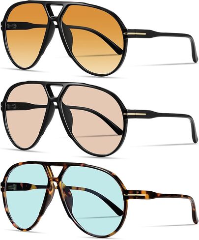 نظارة شمسية كلاسيكية كبيرة الحجم بتصميم طيار للنساء والرجال طراز كلاسيكي من السبعينيات بإطار كبير عصري in Kuwait