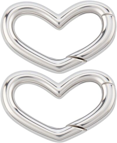 SUNNYCLUE 1 Box 2Pcs 925 Sterling Silver Gate Rings Heart Spring Clasp Love Hearts Shaped Bracelets Necklace Closures Connectors Carabiner Snap Clip Ring for Jewelry Making DIY Crafts Accessories in Kuwait