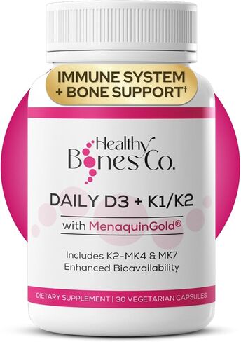 Premium D3/K2 - الطيف الكامل فيتامين K2 MK7 + MK4 + D3 2000IU + K1 ، ملحق D3 + K1/K2 يوميًا ، مكملات VIT D المتاحة للبيولوجية للغاية والفيتامينات للعظام القوية ودعم المناعة - 30 كبسولات in Kuwait