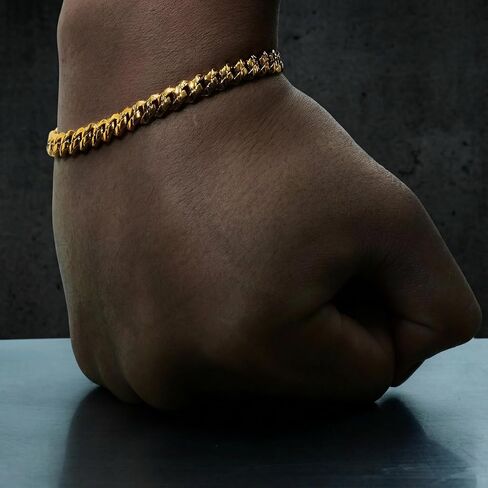 Men’s 18K Gold-Plated Brass Chain Bracelet, One Size Wrist Bracelet for Men in Saudi Arabia