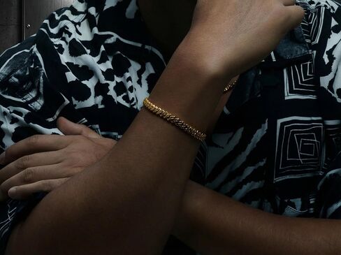 Men’s 18K Gold-Plated Brass Chain Bracelet, One Size Wrist Bracelet for Men in Saudi Arabia
