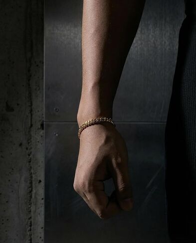 Men’s 18K Gold-Plated Brass Chain Bracelet, One Size Wrist Bracelet for Men in Saudi Arabia