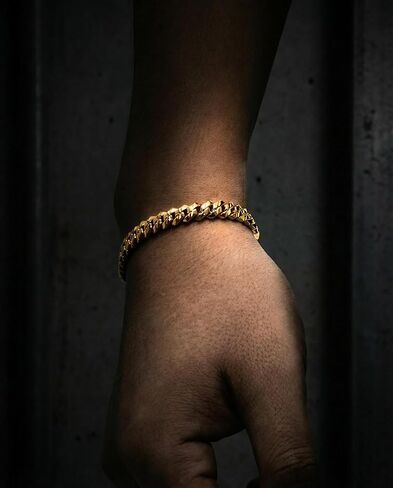 Men’s 18K Gold-Plated Brass Chain Bracelet, One Size Wrist Bracelet for Men in Saudi Arabia