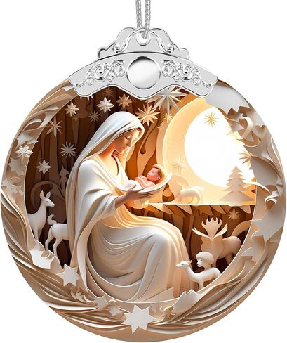 حلي عيد الميلاد 2025 تأثير الزجاج الملون الصناعي، زخارف شجرة عيد الميلاد مؤرخة، تبادل هدايا صائد الشمس الأكريليك، حشوات تخزين فريدة من نوعها لعيد الميلاد للنساء والرجال (الميلاد المقمر) in Kuwait