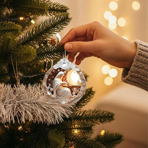 حلي عيد الميلاد 2025 تأثير الزجاج الملون الصناعي، زخارف شجرة عيد الميلاد مؤرخة، تبادل هدايا صائد الشمس الأكريليك، حشوات تخزين فريدة من نوعها لعيد الميلاد للنساء والرجال (الميلاد المقمر) in Kuwait