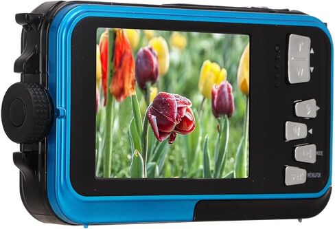 كاميرات تحت الماء مع فيديو 2.7 كيلو بايت ، صورة 48 ميجابكسل ، شاشات مزدوجة ، كاميرا رقمية مقاومة للماء 10 أقدام للغطس ، تدعم الكاميرا المقاومة للماء التسجيل أثناء الشحن (الأزرق) in Kuwait