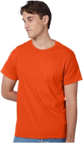 Hanes Authentic Short Sleeve T-Shirt, 100% Pre-Shrunk Cotton, Classic Fit, Tear Away Label, Orange, 5XL in Saudi Arabia
