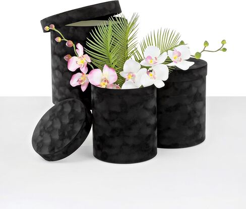 UNIKPACKAGING صناديق الزهور المخملية المستديرة، مجموعة من 3 قطع - تغليف هدايا أنيق لترتيبات الزهور، وحفلات الزفاف، وعيد الحب، والأحداث in Kuwait