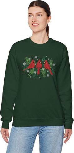Branch Cardinal Trio Sweatshirt | Winter Pines, Snowflake Holiday Crewneck in Saudi Arabia