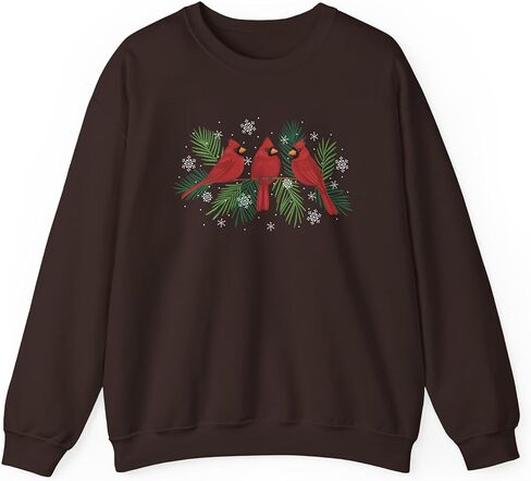 Branch Cardinal Trio Sweatshirt | Winter Pines, Snowflake Holiday Crewneck in Saudi Arabia