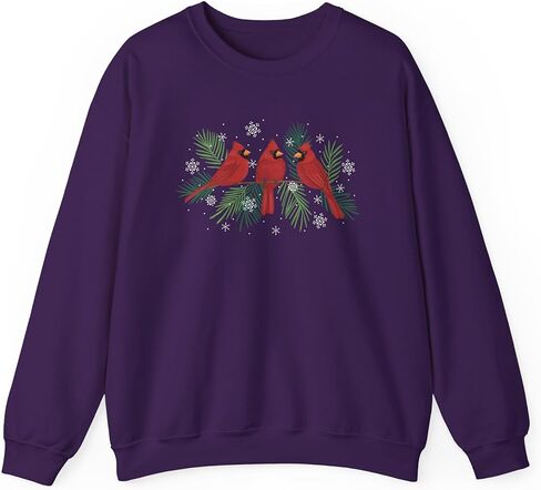 Branch Cardinal Trio Sweatshirt | Winter Pines, Snowflake Holiday Crewneck in Saudi Arabia
