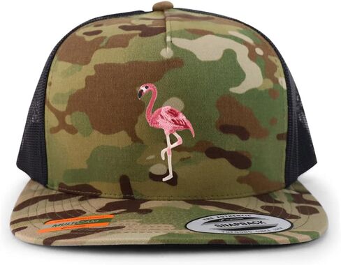 Trendy Apparel Shop Flamingo Patch 5 Panel Flatbill Trucker Cap in Saudi Arabia