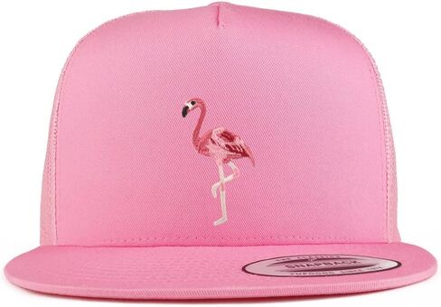 Trendy Apparel Shop Flamingo Patch 5 Panel Flatbill Trucker Cap in Saudi Arabia