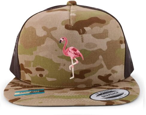 Trendy Apparel Shop Flamingo Patch 5 Panel Flatbill Trucker Cap in Saudi Arabia