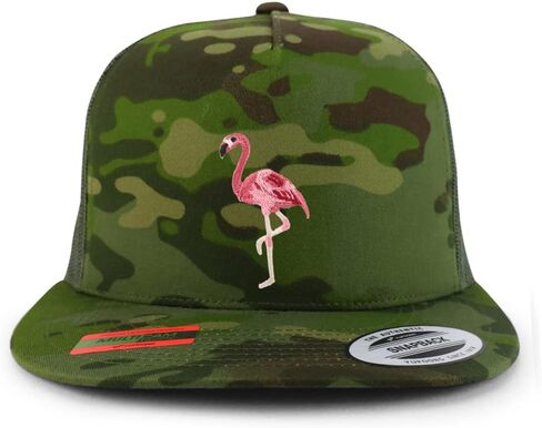 Trendy Apparel Shop Flamingo Patch 5 Panel Flatbill Trucker Cap in Saudi Arabia