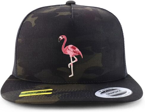 Trendy Apparel Shop Flamingo Patch 5 Panel Flatbill Trucker Cap in Saudi Arabia