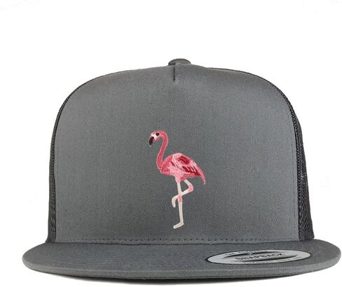 Trendy Apparel Shop Flamingo Patch 5 Panel Flatbill Trucker Cap in Saudi Arabia