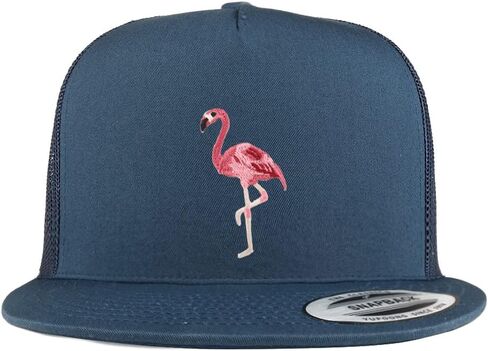 Trendy Apparel Shop Flamingo Patch 5 Panel Flatbill Trucker Cap in Saudi Arabia