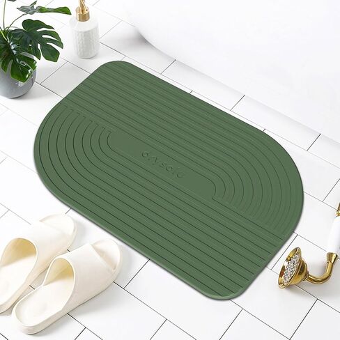 DRYSOLU Stone Bath Mat Diatomaceous Earth Bath Mat Stone Shower Mat Fast Water Drying Ultra Absorbent Pad Diatomite Mat,Non-Slip Mat for Bathroom,Kitchen,Pet,15.35x23.62in,Hard,Drak Green,1-Pack in Saudi Arabia