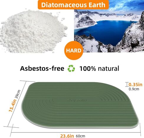DRYSOLU Stone Bath Mat Diatomaceous Earth Bath Mat Stone Shower Mat Fast Water Drying Ultra Absorbent Pad Diatomite Mat,Non-Slip Mat for Bathroom,Kitchen,Pet,15.35x23.62in,Hard,Drak Green,1-Pack in Saudi Arabia