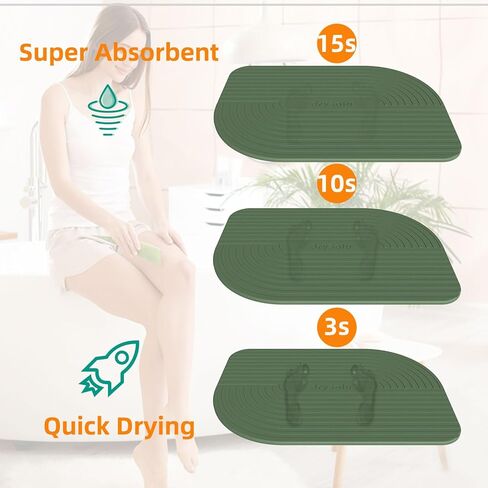 DRYSOLU Stone Bath Mat Diatomaceous Earth Bath Mat Stone Shower Mat Fast Water Drying Ultra Absorbent Pad Diatomite Mat,Non-Slip Mat for Bathroom,Kitchen,Pet,15.35x23.62in,Hard,Drak Green,1-Pack in Saudi Arabia