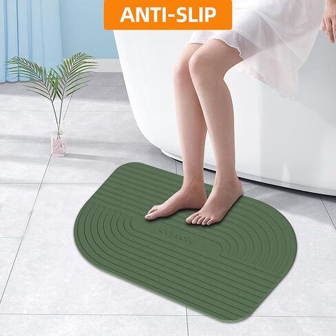 DRYSOLU Stone Bath Mat Diatomaceous Earth Bath Mat Stone Shower Mat Fast Water Drying Ultra Absorbent Pad Diatomite Mat,Non-Slip Mat for Bathroom,Kitchen,Pet,15.35x23.62in,Hard,Drak Green,1-Pack in Saudi Arabia