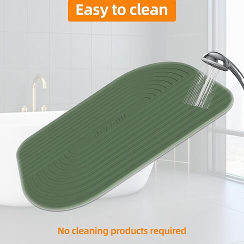 DRYSOLU Stone Bath Mat Diatomaceous Earth Bath Mat Stone Shower Mat Fast Water Drying Ultra Absorbent Pad Diatomite Mat,Non-Slip Mat for Bathroom,Kitchen,Pet,15.35x23.62in,Hard,Drak Green,1-Pack in Saudi Arabia