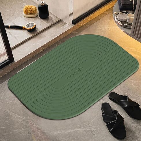 DRYSOLU Stone Bath Mat Diatomaceous Earth Bath Mat Stone Shower Mat Fast Water Drying Ultra Absorbent Pad Diatomite Mat,Non-Slip Mat for Bathroom,Kitchen,Pet,15.35x23.62in,Hard,Drak Green,1-Pack in Saudi Arabia